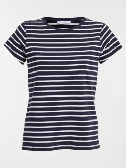 T-shirt rayé navy et écru femme