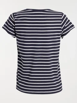 T-shirt rayé navy et écru femme