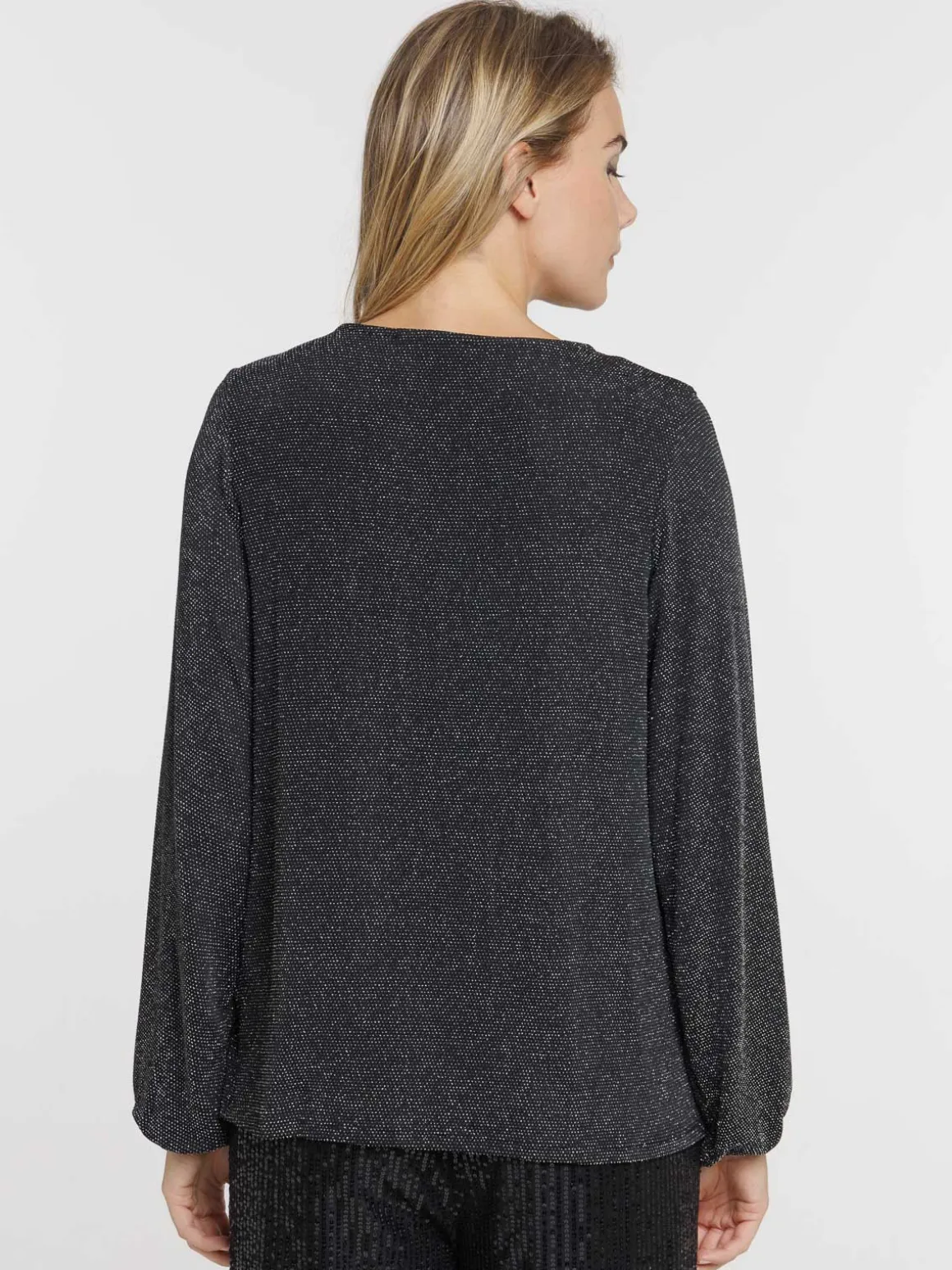 T-shirt zippé noir manches longues femme