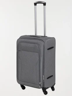 Valise souple grise à roulettes