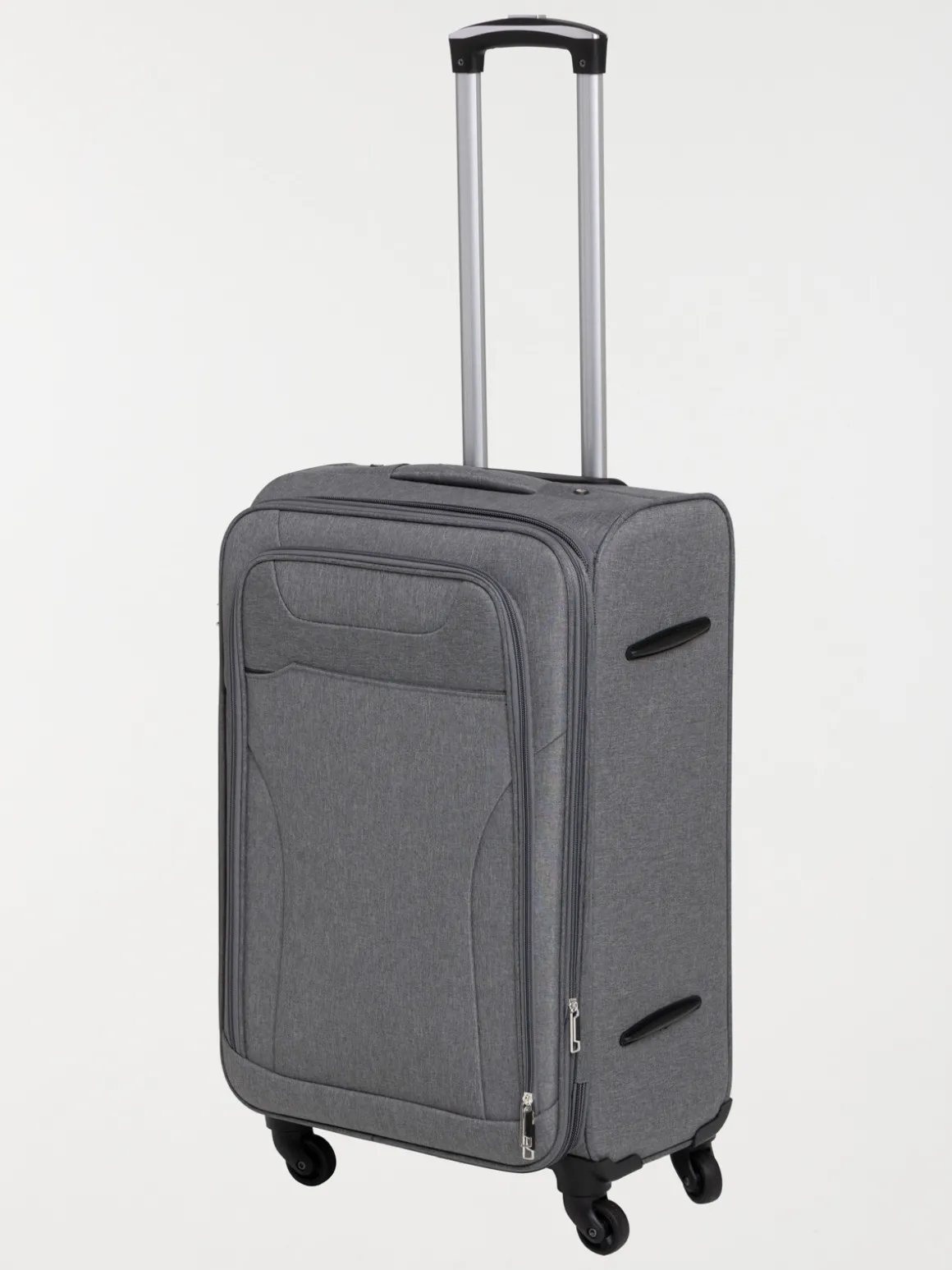 Valise souple grise à roulettes