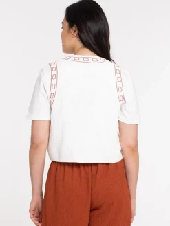 Veste brodée sans manches femme