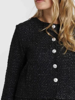 Veste courte tweed noir femme
