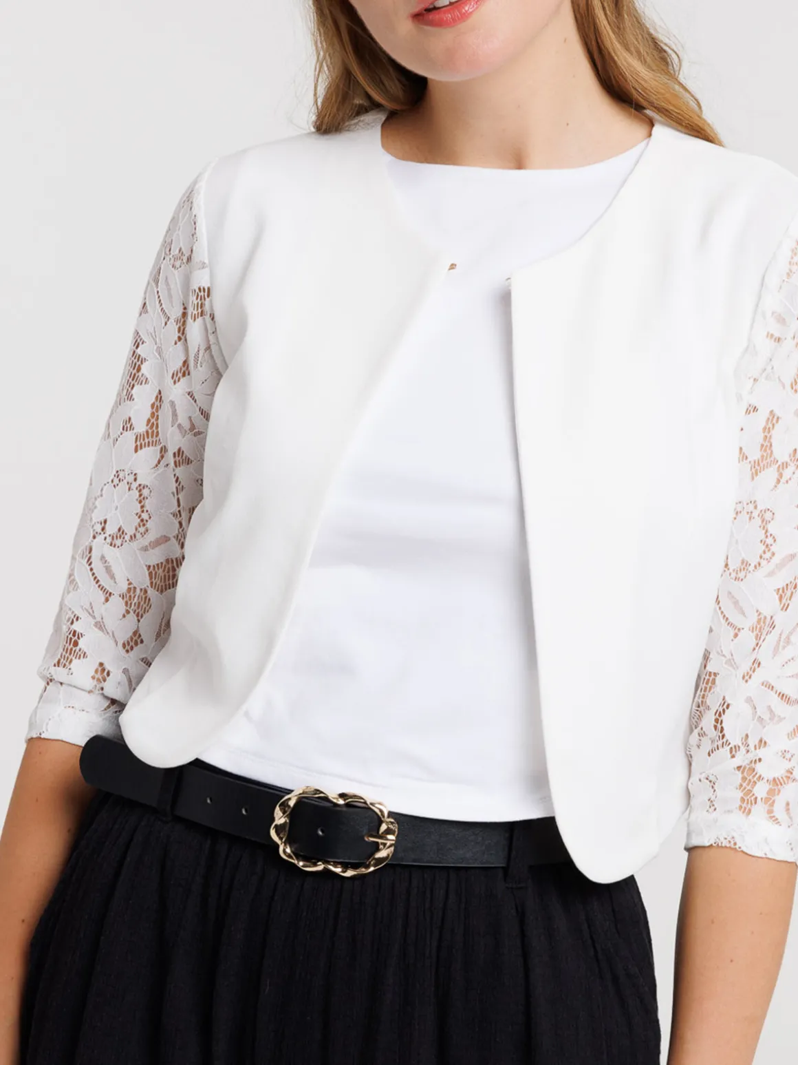 Veste courtes manches dentelles femme