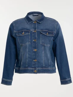 Veste denim stone grande taille femme