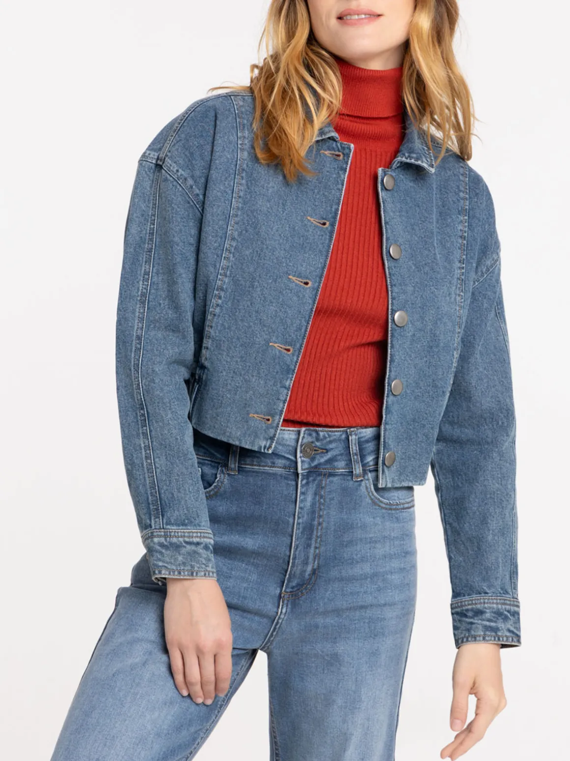 Veste en jean courte stone femme