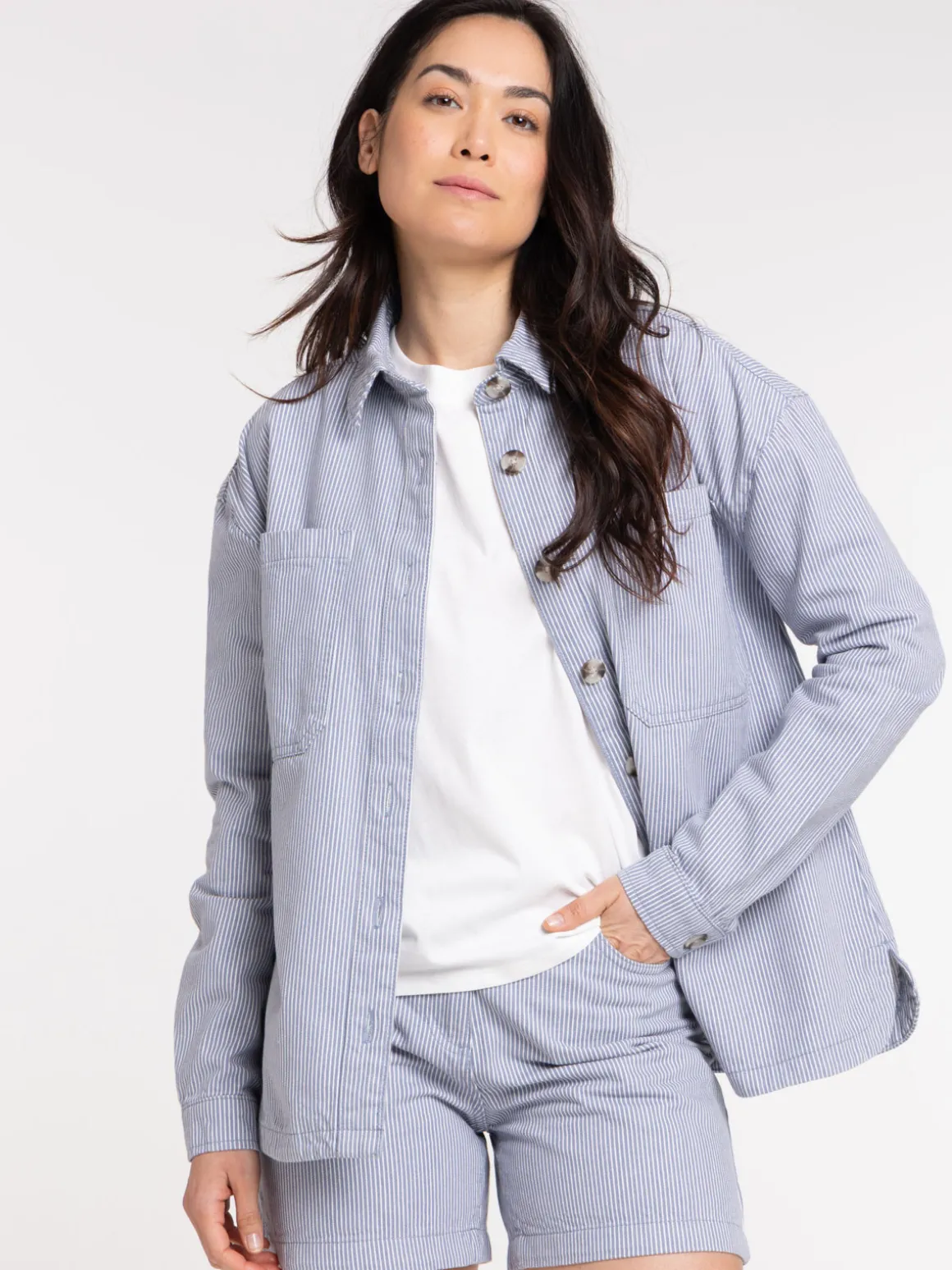 Veste femme rayée stormy blue