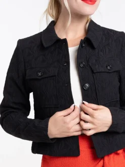 Veste noire jacquard femme