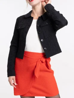 Veste noire jacquard femme
