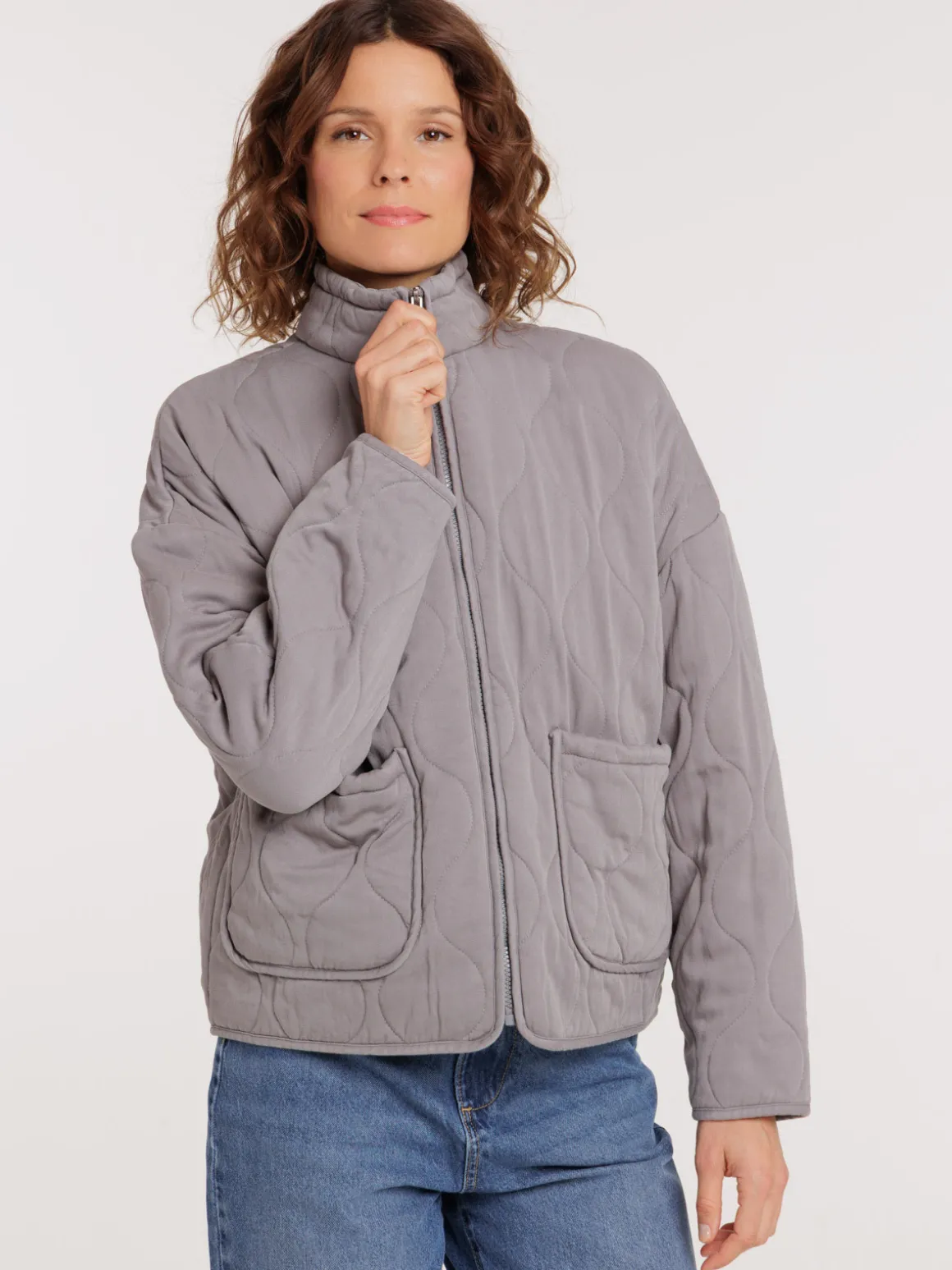 Veste paddée grise femme