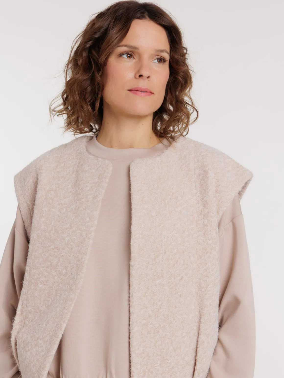 Veste sans manches beige chiné femme