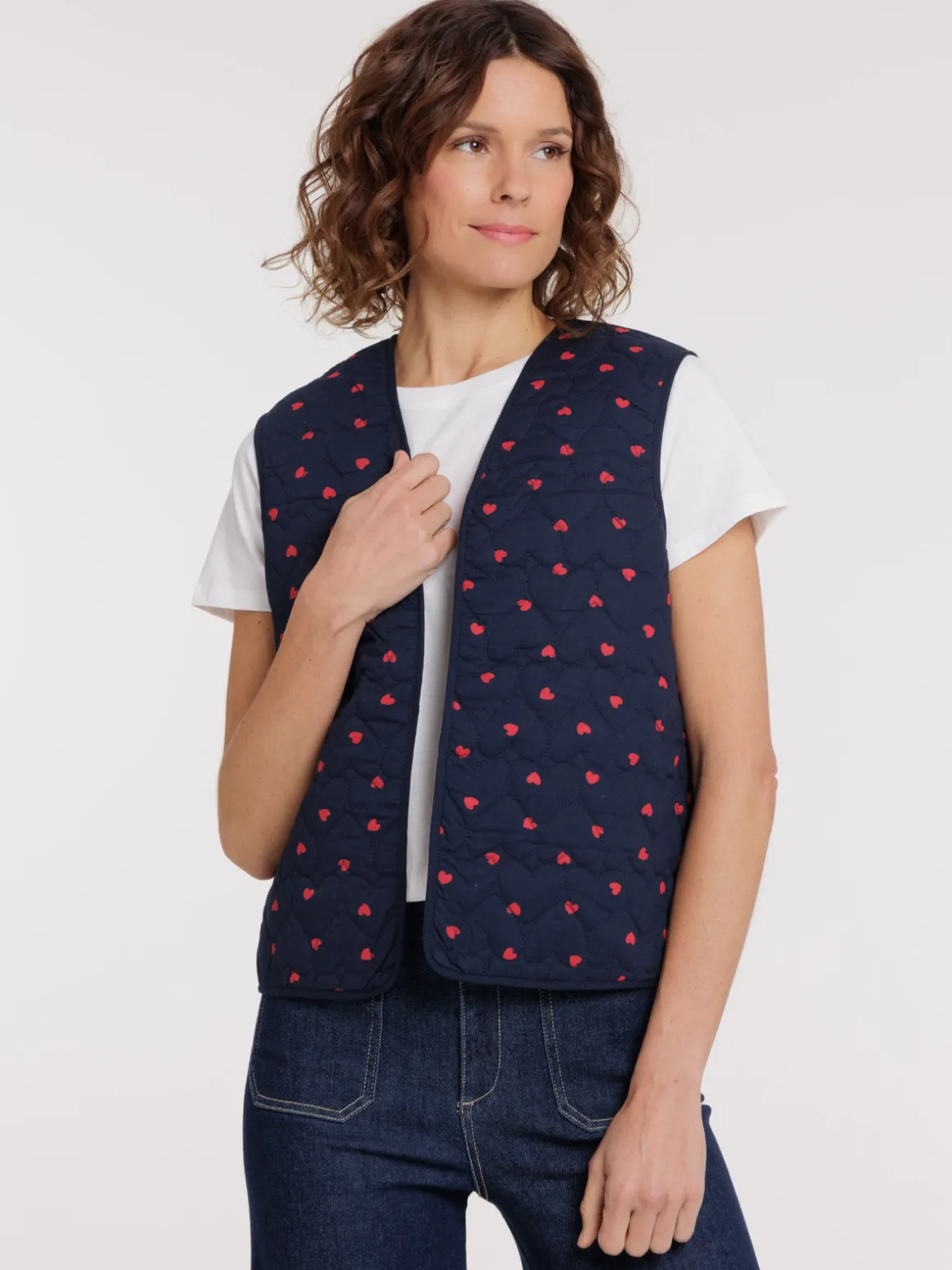 Veste sans manches coeurs femme