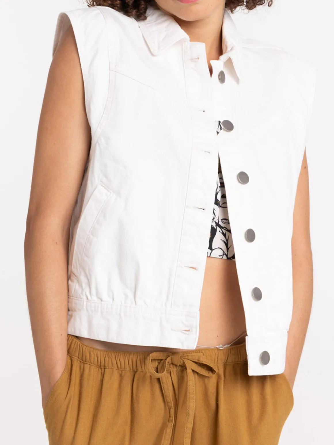 Veste sans manches écru femme