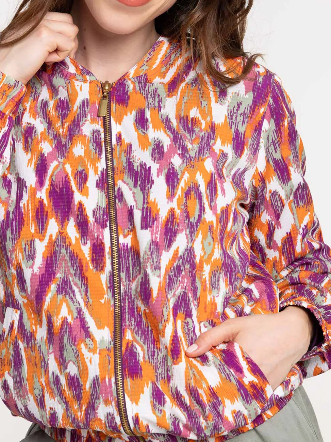 Veste teddy imprimé zippé femme